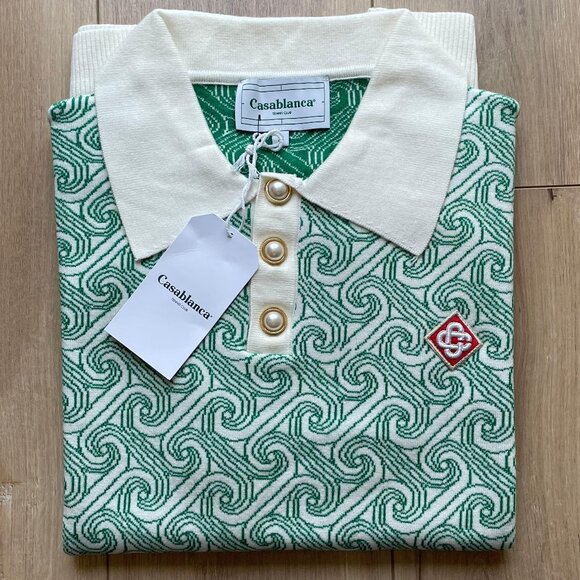 XXL Aut Casablanca Men`s Column Jacquard Monogram Polo Shirt